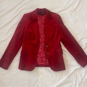 Red velvet blazer